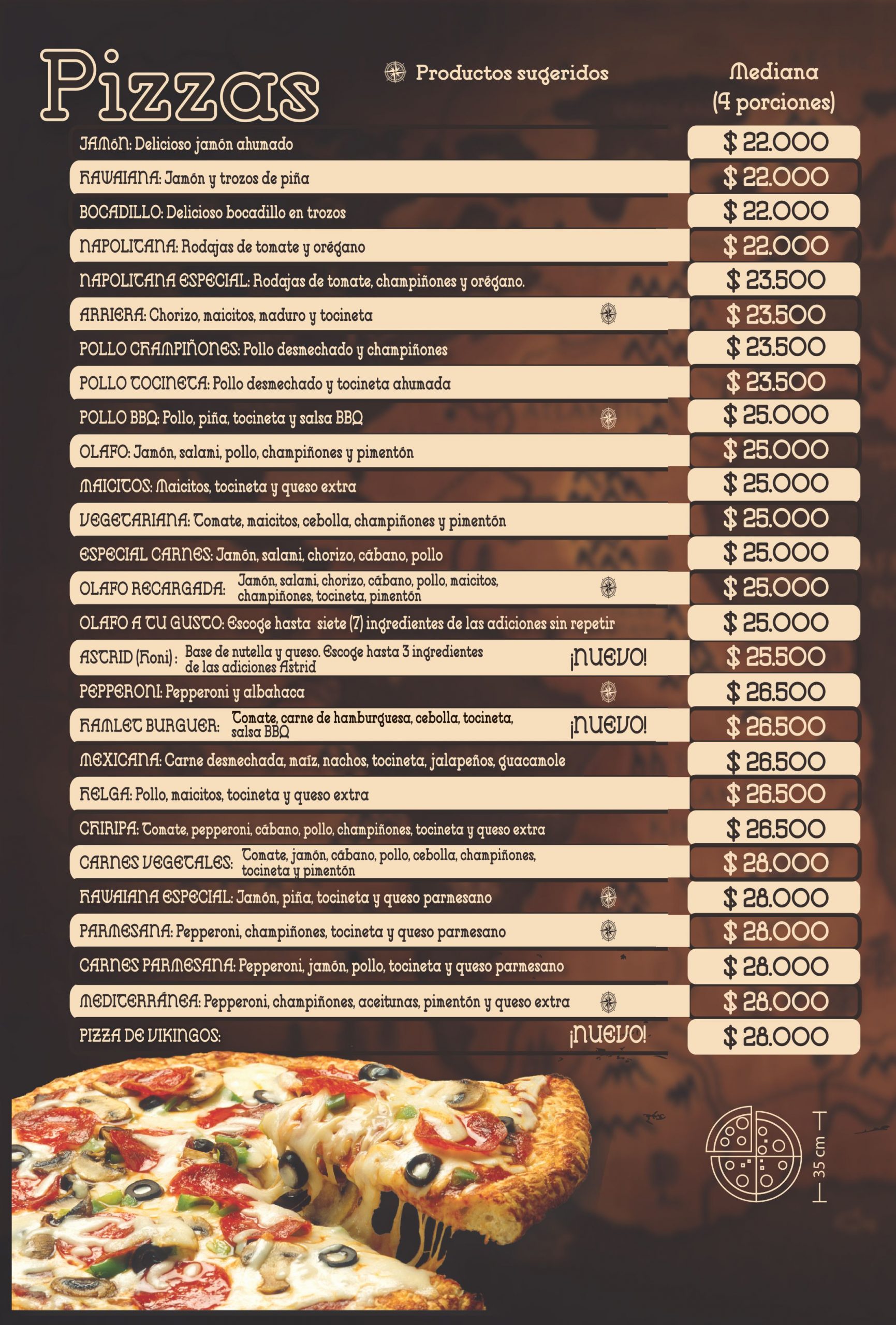 Pizza Mediana 4 Porciones